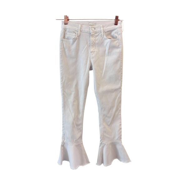 MOTHER Denim - Mother The Cha Cha Fray Jeans Womens Size 25 White Glass Slipper Ruffle Hem
